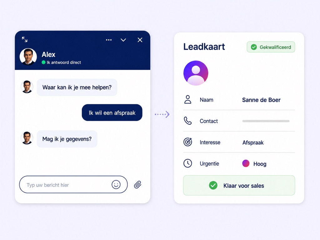 Chatgesprek dat live wordt omgezet in een gekwalificeerde lead.