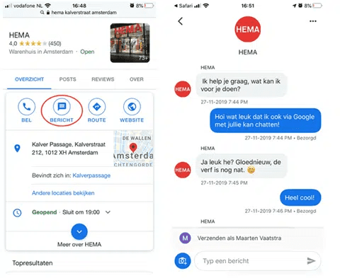 HEMA | Google Business Messages